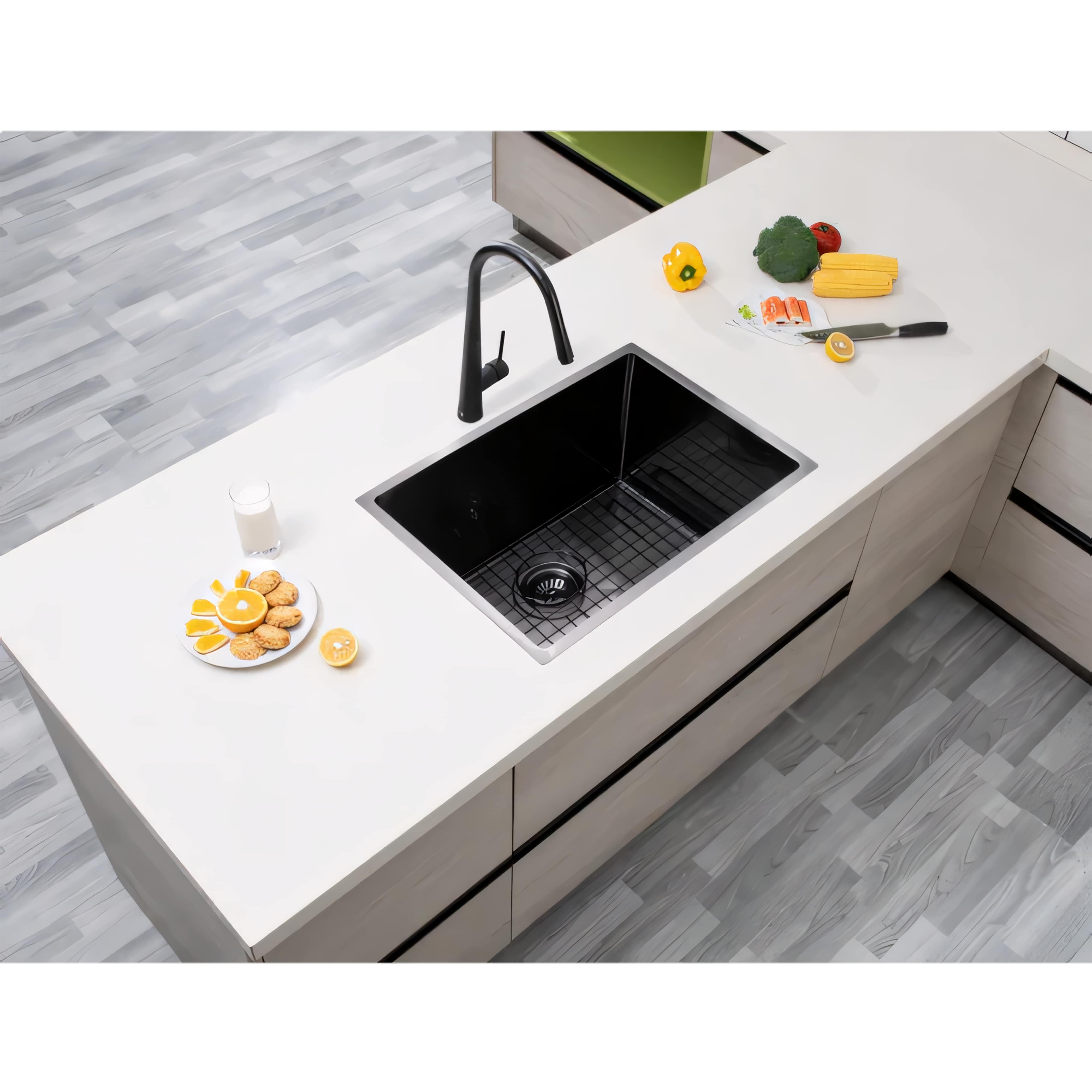 AQUAPERLA T304 HANDMADE SINGLE BOWL SINK GUN METAL GREY 600MM