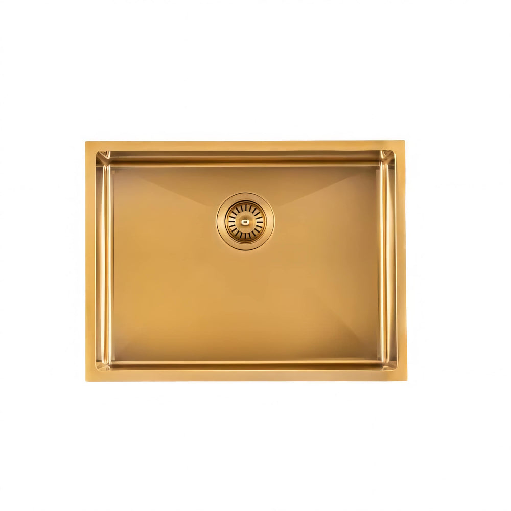 AQUAPERLA T304 HANDMADE SINGLE BOWL LAUNDRY SINK BRUSHED GOLD 600MM