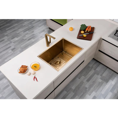 AQUAPERLA T304 HANDMADE SINGLE BOWL LAUNDRY SINK BRUSHED GOLD 600MM