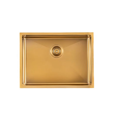 AQUAPERLA T304 HANDMADE SINGLE BOWL SINK BRUSHED GOLD 600MM