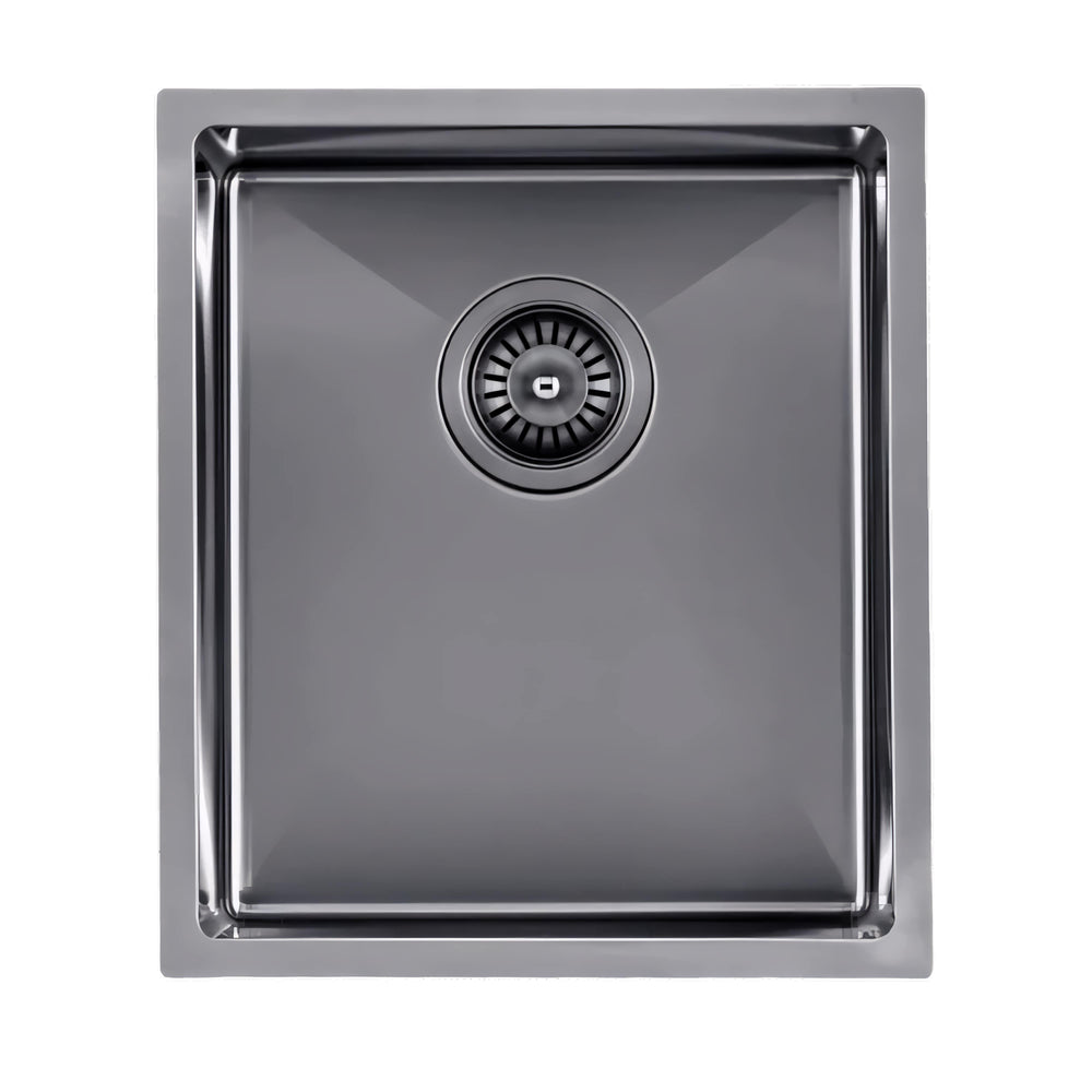 AQUAPERLA T304 HANDMADE SINGLE BOWL SINK GUN METAL 390MM