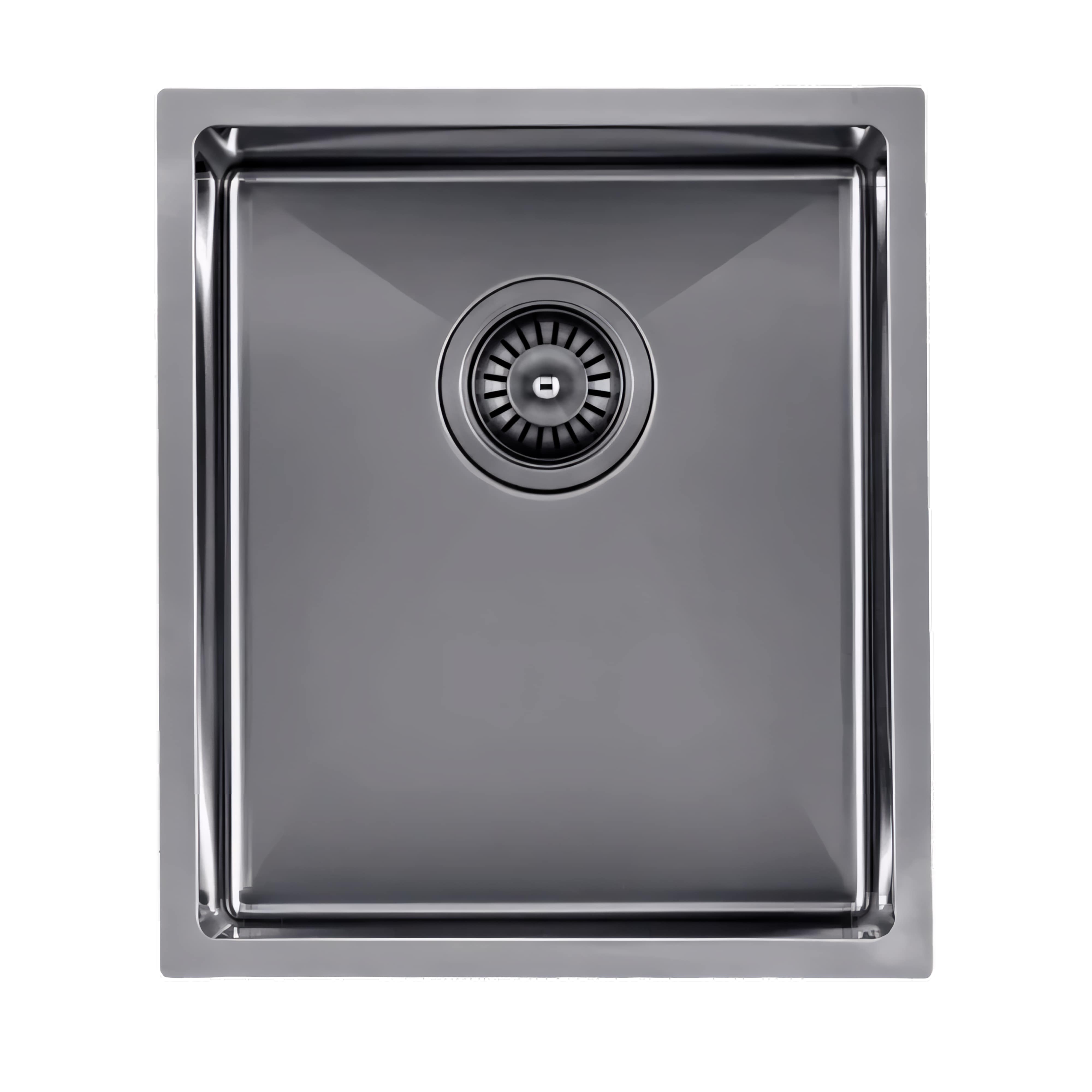 AQUAPERLA T304 HANDMADE SINGLE BOWL SINK GUN METAL 390MM