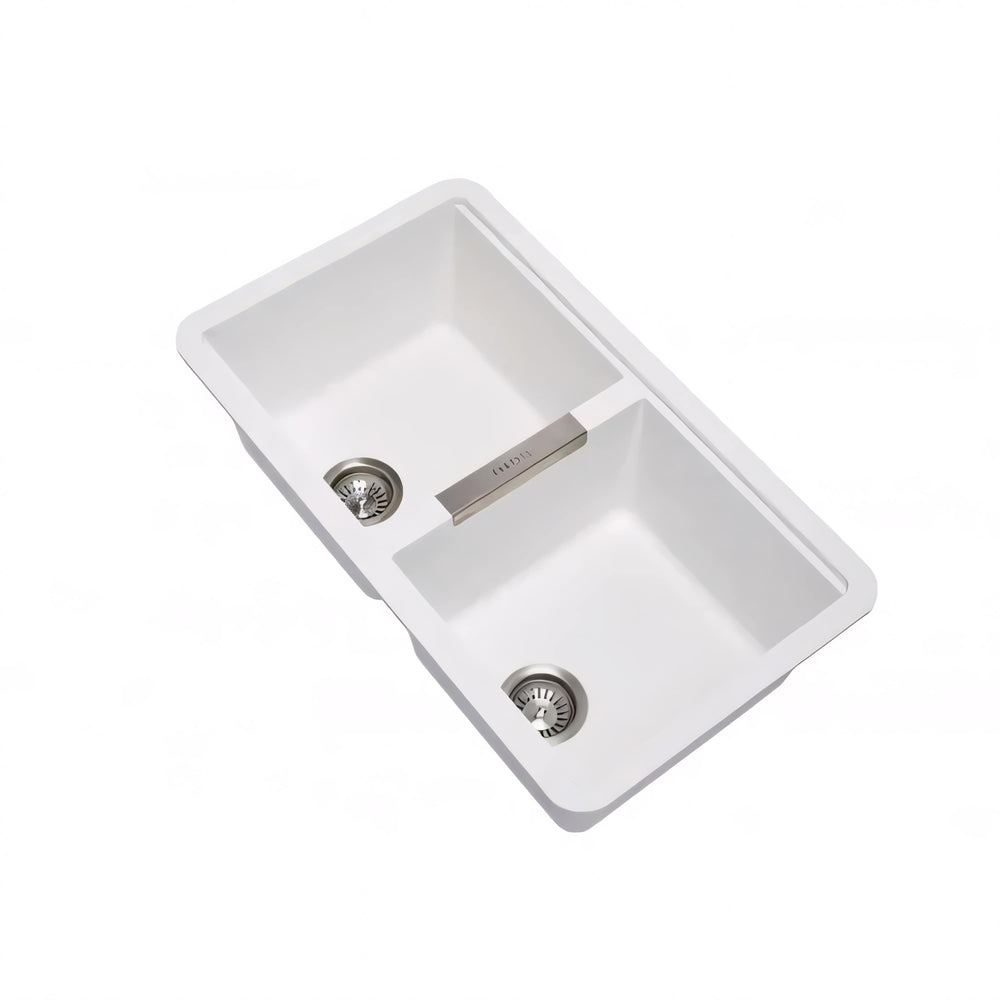 CARYSIL  DOUBLE BOWL GRANITE KITCHEN SINK WHITE 824MM