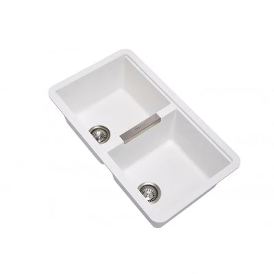 AQUAPERLA CARYSIL DOUBLE BOWL GRANITE KITCHEN SINK WHITE 824MM