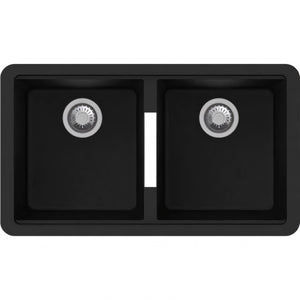 AQUAPERLA  DOUBLE BOWL GRANITE KITCHEN SINK BLACK 824MM