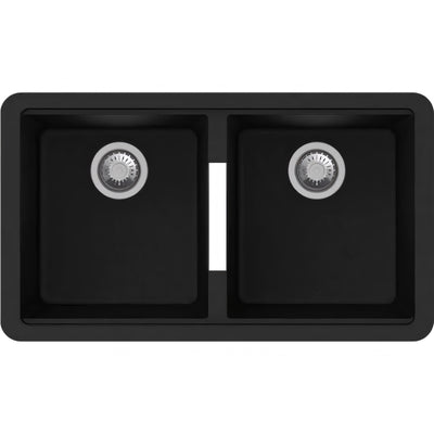 AQUAPERLA CARYSIL DOUBLE BOWL GRANITE KITCHEN SINK BLACK 824MM