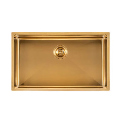 AQUAPERLA T304 HANDMADE SINGLE BOWL LAUNDRY SINK BRUSHED GOLD 762MM