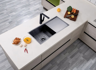 AQUAPERLA T304 TOP / UNDERMOUNT SINGLE BOWL HANDMADE SINK GUN METAL 960MM