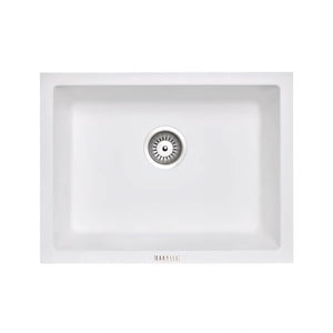 AQUAPERLA  SINGLE BIG BOWL GRANITE KITCHEN SINK WHITE 610MM