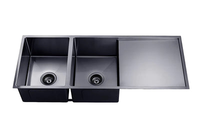 AQUAPERLA T304 UNDERMOUNT DOUBLE BOWL SINK GUN METAL 1160MM