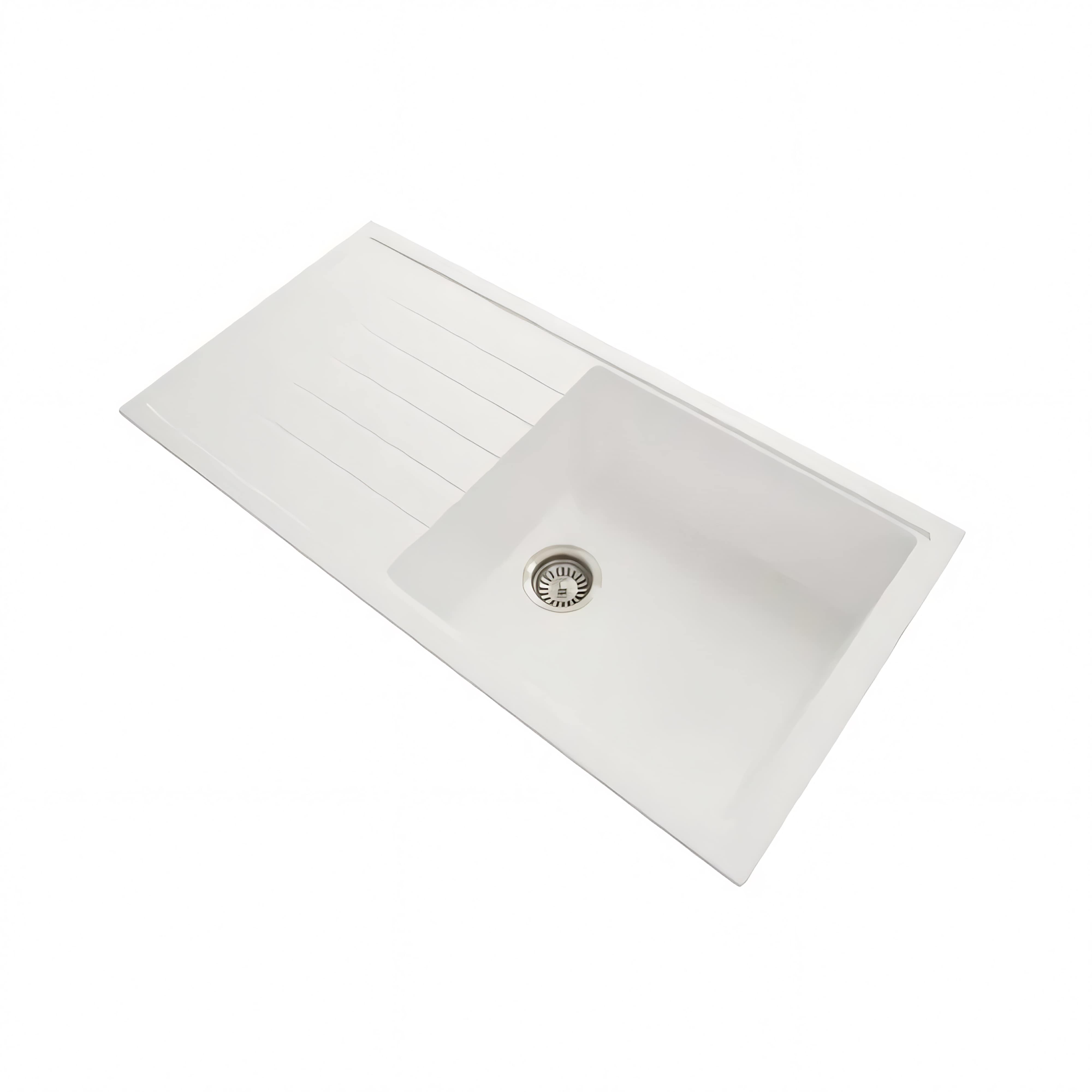 AQUAPERLA CARYSIL SINGLE BOWL WITH DRAINER BOARD GRANITE KITCHEN SINK CONCRETE GREY 1000MM