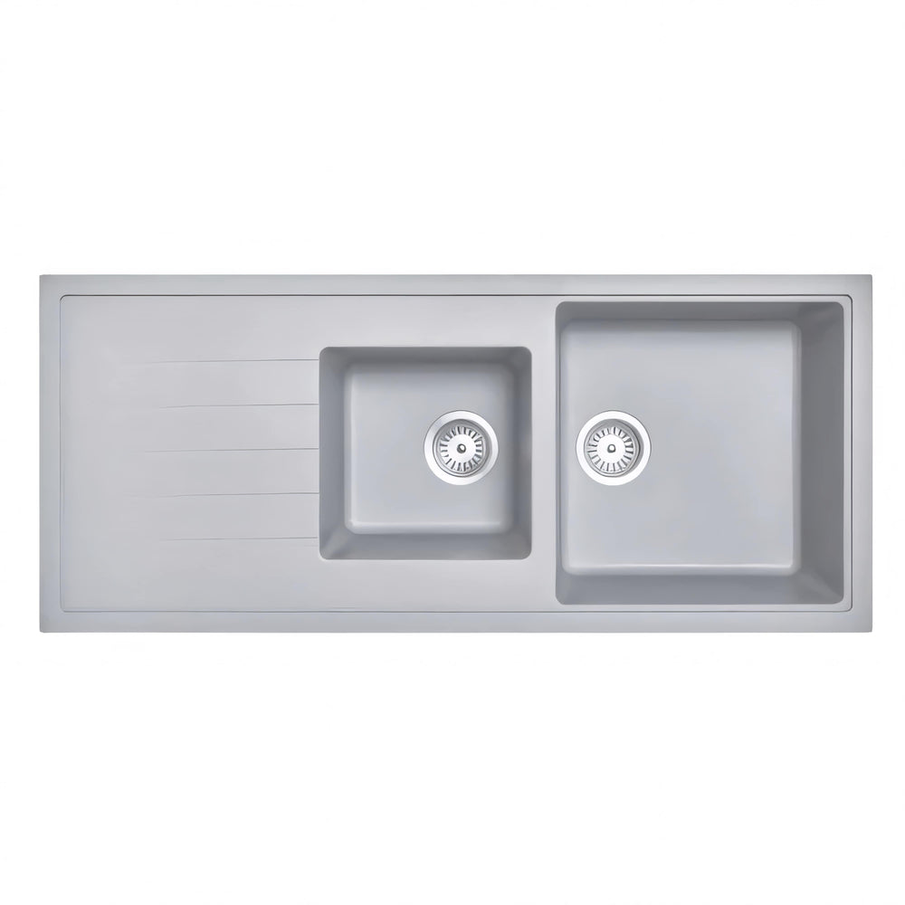 CARYSIL  1.5 BOWL DRAINER BOARD GRANITE STONE SINK CONCRETE GREY 1160MM