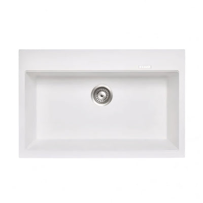 AQUAPERLA CARYSIL SINGLE BOWL GRANITE STONE KITCHEN SINK WHITE 780MM