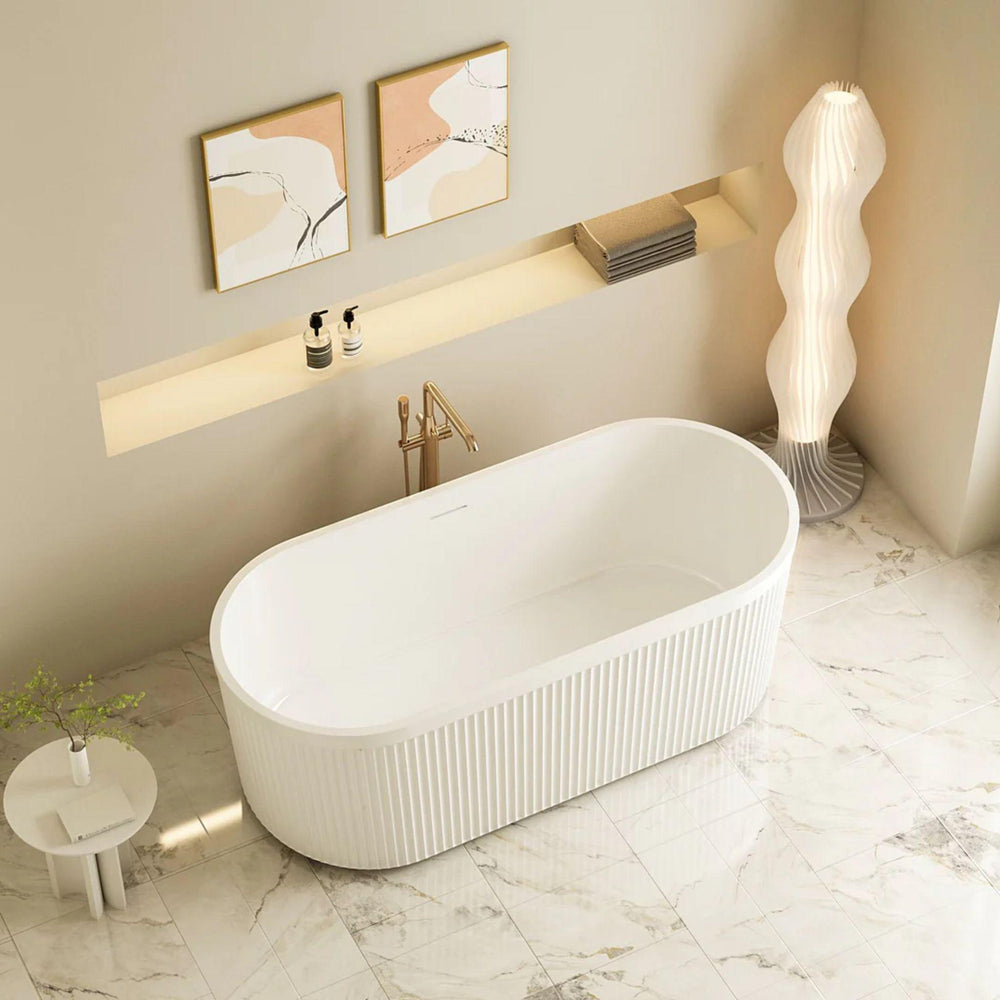 MERCIO TYLER FLUTED FREESTANDING BATHTUB GLOSS WHITE (AVAILABLE IN 1500MM AND 1700MM)