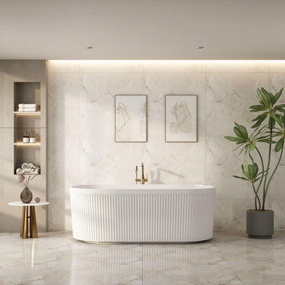MERCIO TYLER FLUTED FREESTANDING BATHTUB GLOSS WHITE (AVAILABLE IN 1500MM AND 1700MM)