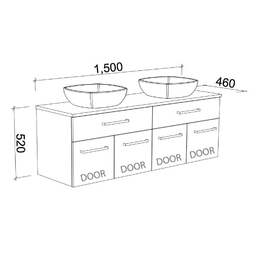 TIMBERLINE TAYLOR CUSTOM WALL HUNG VANITY (ALL SIZING)