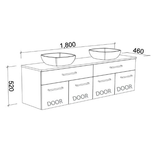 TIMBERLINE TAYLOR CUSTOM WALL HUNG VANITY (ALL SIZING)