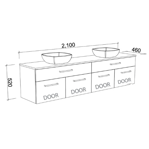 TIMBERLINE TAYLOR CUSTOM WALL HUNG VANITY (ALL SIZING)