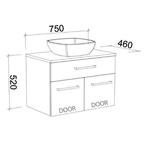 TIMBERLINE TAYLOR CUSTOM WALL HUNG VANITY (ALL SIZING)