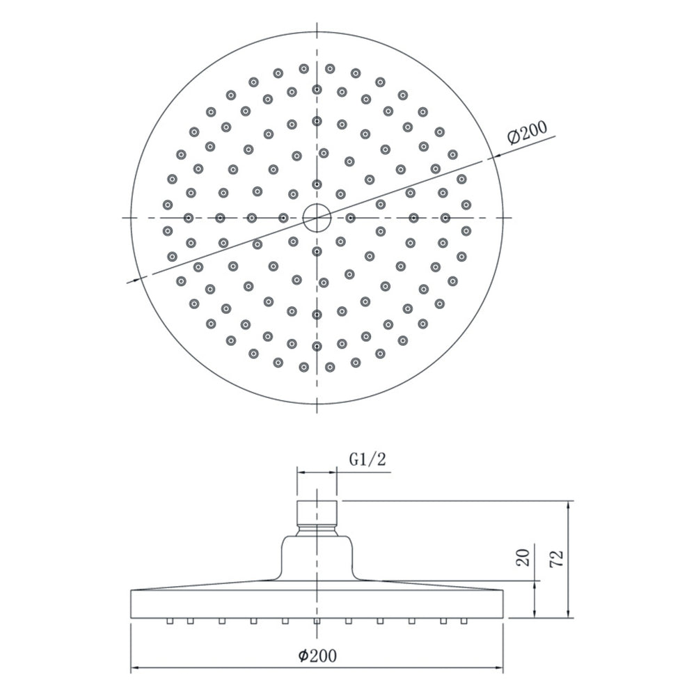 IKON OTUS SHOWER HEAD 200MM BRUSHED GOLD