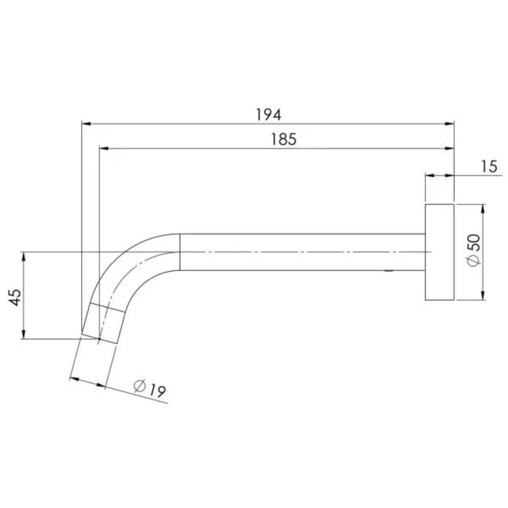 PHOENIX VIVID SLIMLINE LEAD FREE WALL BATH OUTLET 180MM BRUSHED CARBON