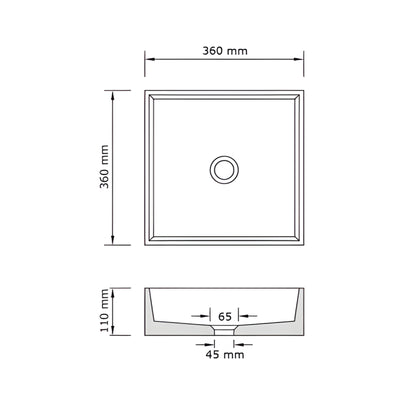 CONCRETE STUDIO BALY ABOVE COUNTER BASIN SQUARE ROSE 360MM