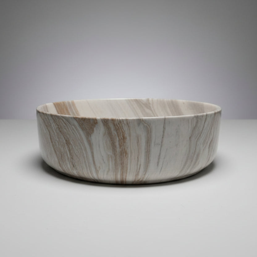 CLAYA ROUND ABOVE COUNTER BASIN GLOSS STONE MARBLE LOOK 400MM