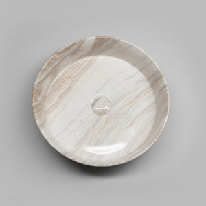 CLAYA ROUND ABOVE COUNTER BASIN GLOSS STONE MARBLE LOOK 400MM