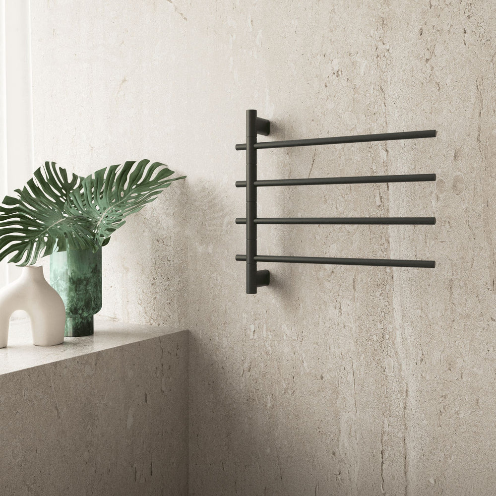 THERMOGROUP SWIVEL HEATED TOWEL RAIL BLACK 595MM