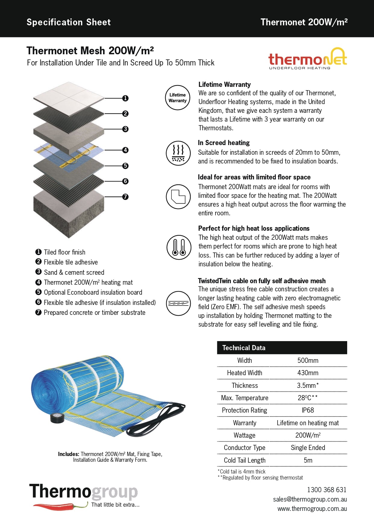 THERMOGROUP THERMONET 200W/M² UNDERFLOOR HEATING FOR IN SCREED