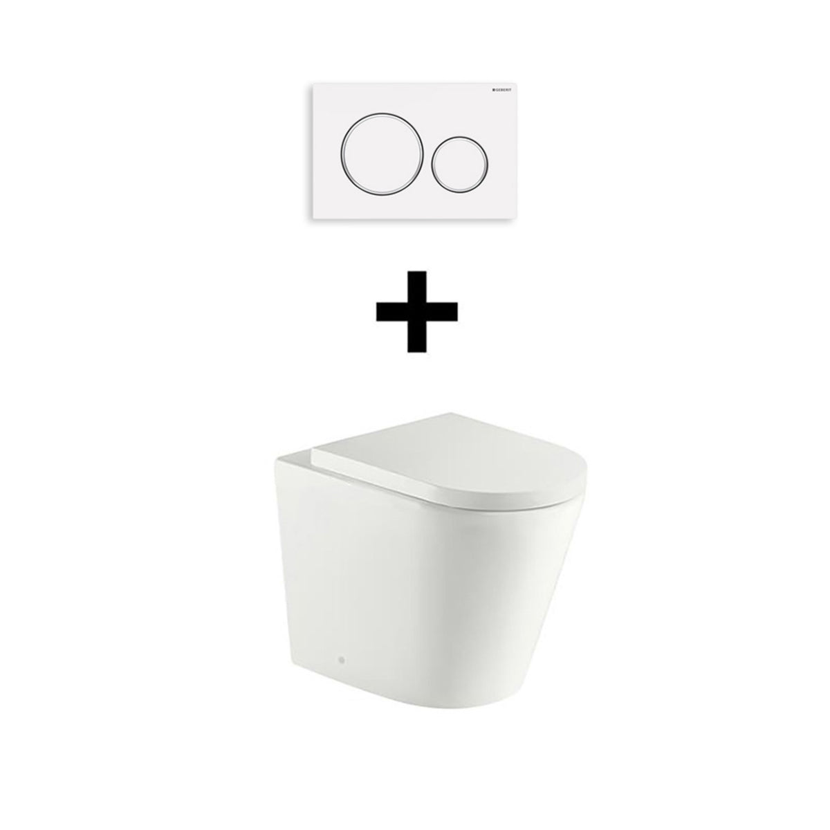 TURNER HASTINGS FINO WHISPERFLUSH RIMLESS FLOOR MOUNTED PAN AND SEAT WITH GEBERIT IN-WALL CISTERN AND FLUSH PLATE PACKAGE MATTE WHITE