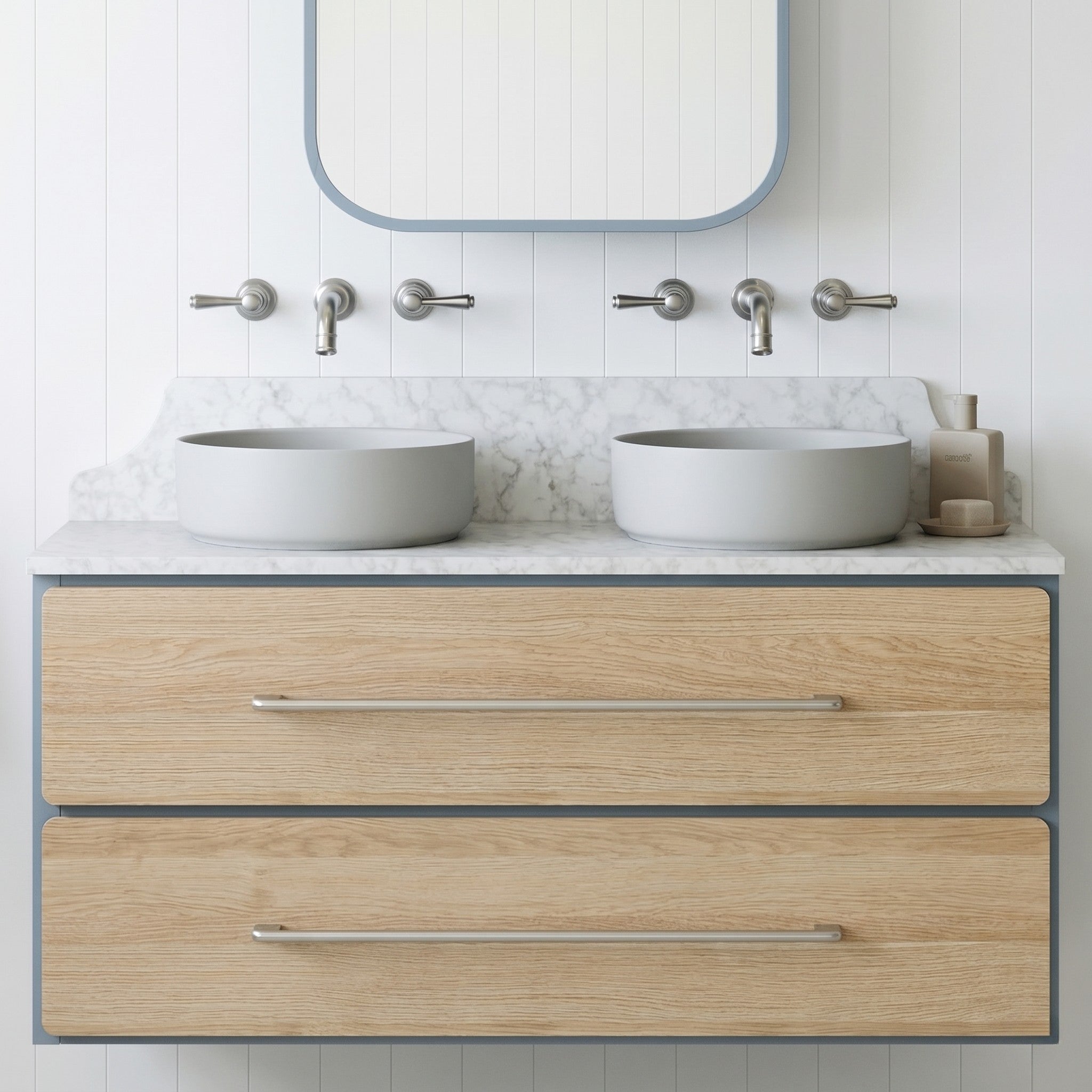 TIMBERLINE SILKSURFACE CARRARA DOUBLE BOWL VANITY TOP