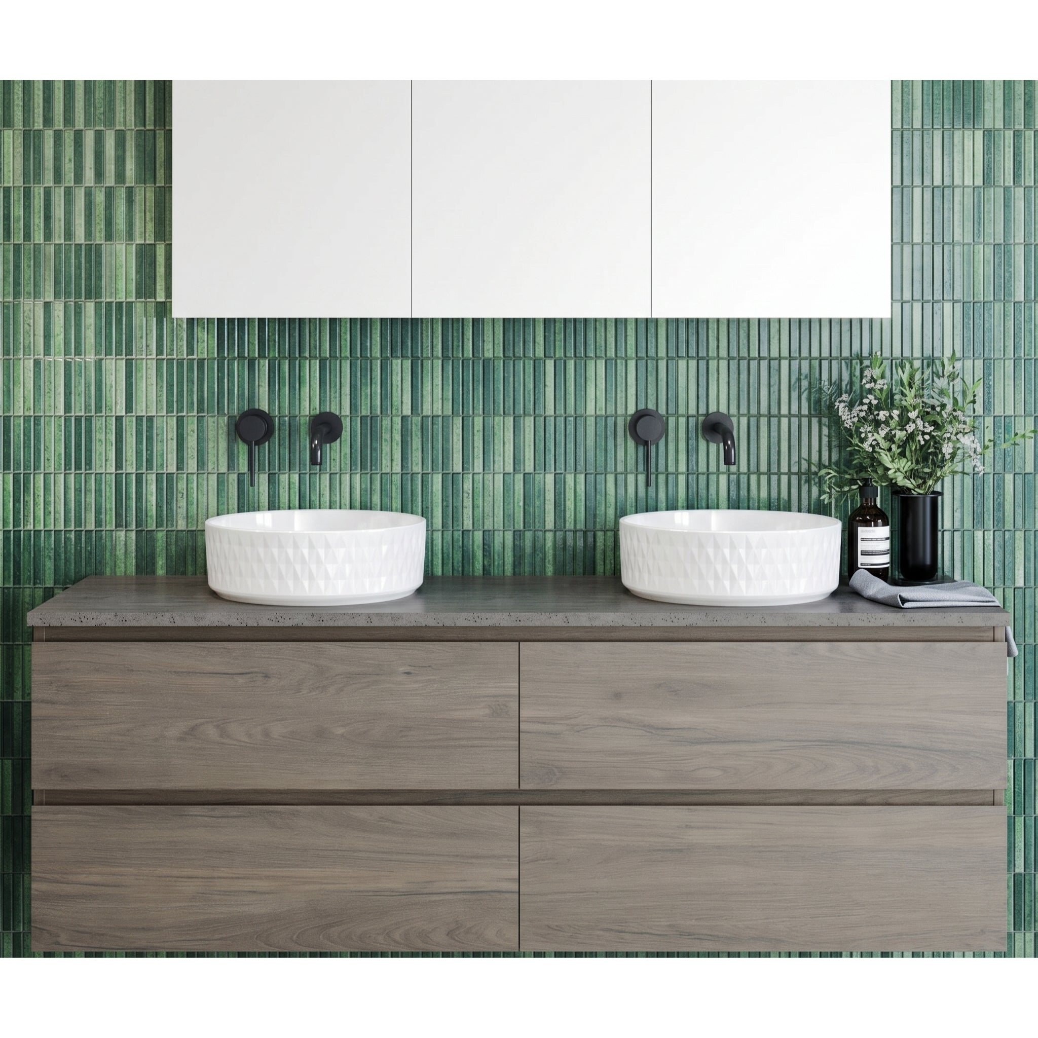 TIMBERLINE SILKSURFACE STORM CLOUD DOUBLE BOWL VANITY TOP