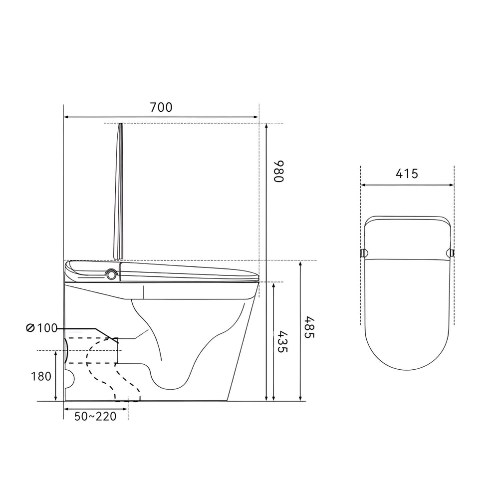 FLUVA U2 INTELLIGENT TOILET W/ AUTOFLUSH REMOTE CONTROLLED BIDET WHITE