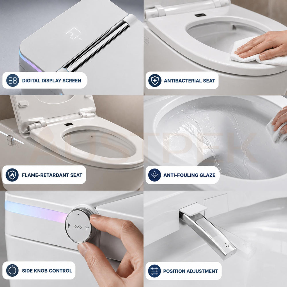 FLUVA U5 INTELLIGENT TOILET W/ AUTOFLUSH REMOTE CONTROLLED BIDET GLOSS WHITE