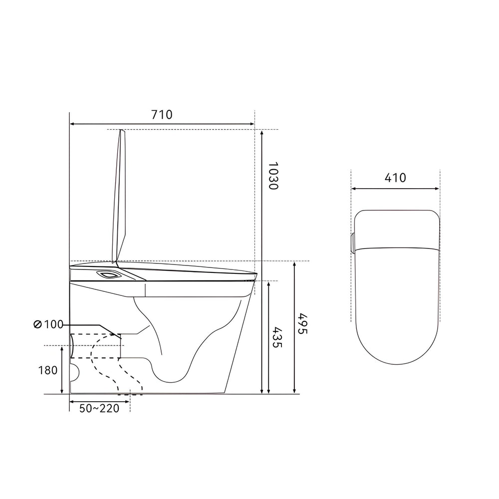 FLUVA U6 INTELLIGENT TOILET W/ AUTOFLUSH REMOTE CONTROLLED BIDET GLOSS WHITE