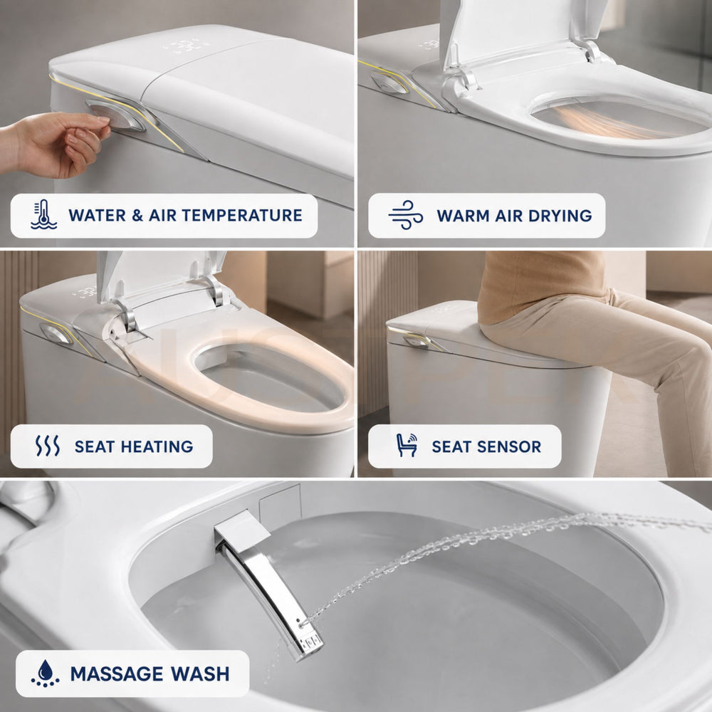 FLUVA U6 INTELLIGENT TOILET W/ AUTOFLUSH REMOTE CONTROLLED BIDET GLOSS WHITE