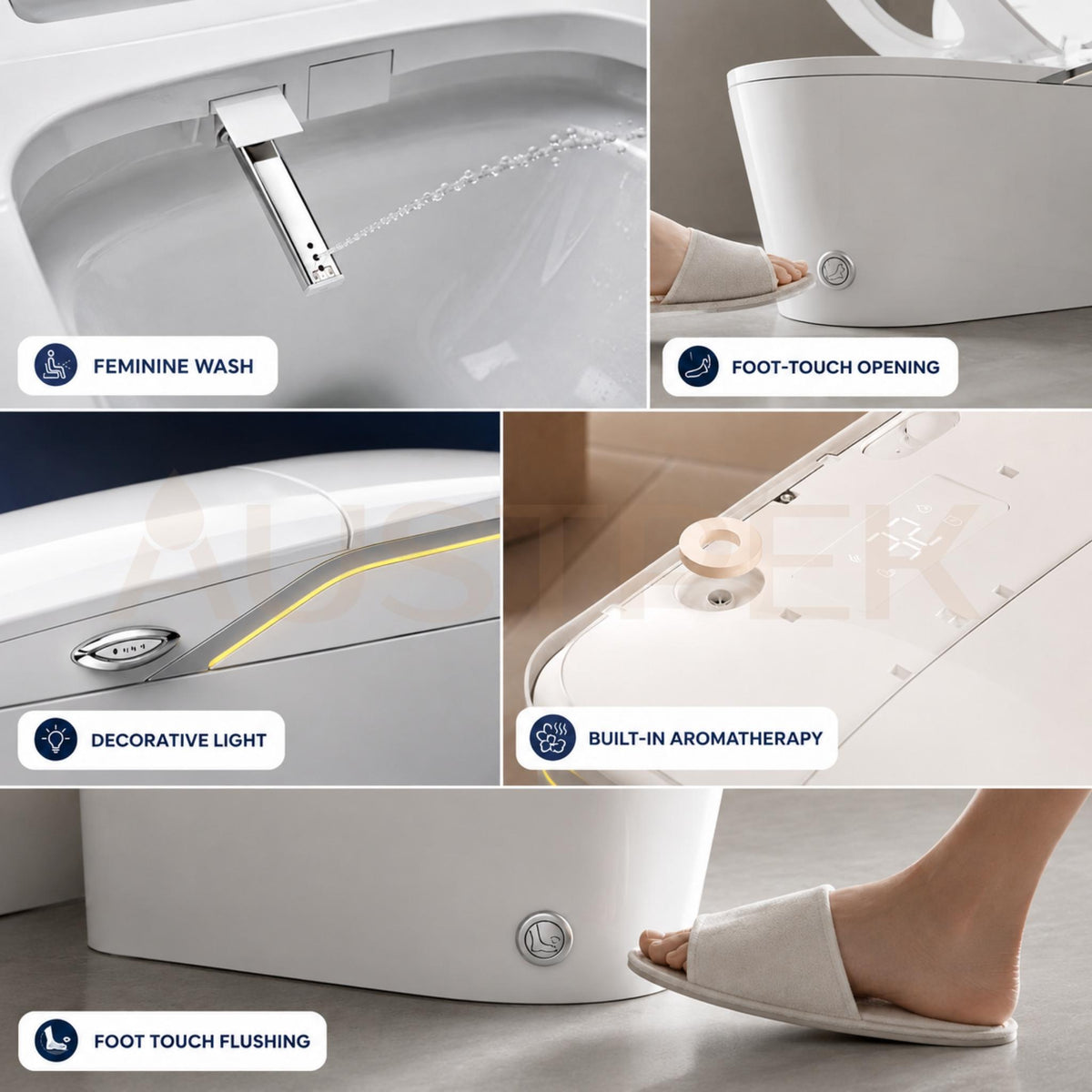 FLUVA U6 INTELLIGENT TOILET W/ AUTOFLUSH REMOTE CONTROLLED BIDET GLOSS WHITE