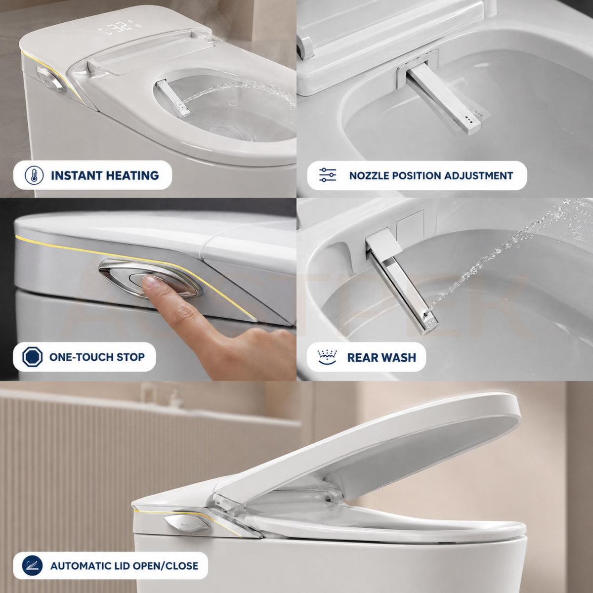 FLUVA U6 INTELLIGENT TOILET W/ AUTOFLUSH REMOTE CONTROLLED BIDET GLOSS WHITE