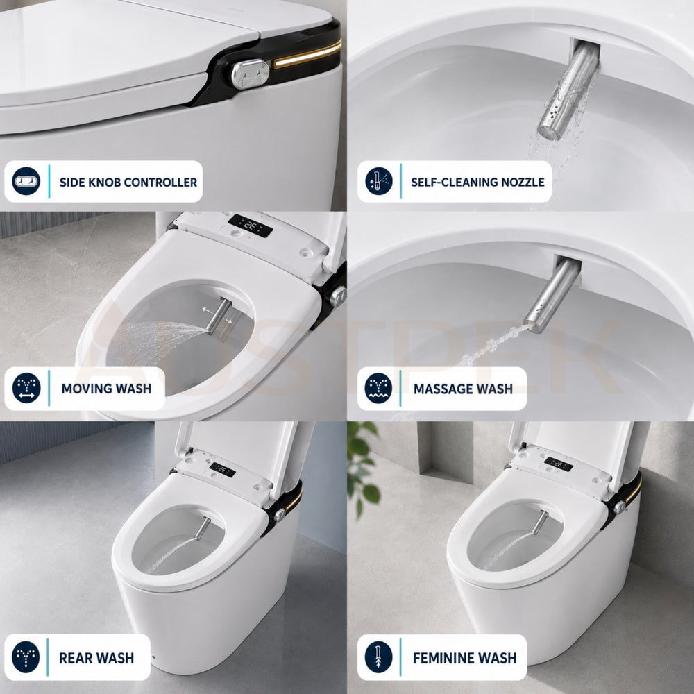 FLUVA U7 INTELLIGENT TOILET W/ AUTOFLUSH REMOTE CONTROLLED BIDET GLOSS WHITE