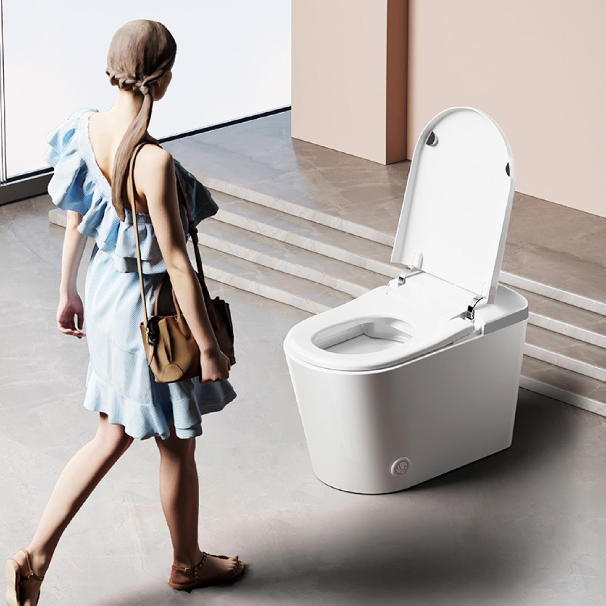 FLUVA U8 INTELLIGENT TOILET W/ AUTOFLUSH REMOTE CONTROLLED BIDET GLOSS WHITE