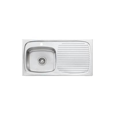 OLIVERI ULTRAFORM SINGLE BOWL TOPMOUNT ALFRESCO AND KITCHEN SINK WITH DRAINER STAINLESS STEEL 890MM
