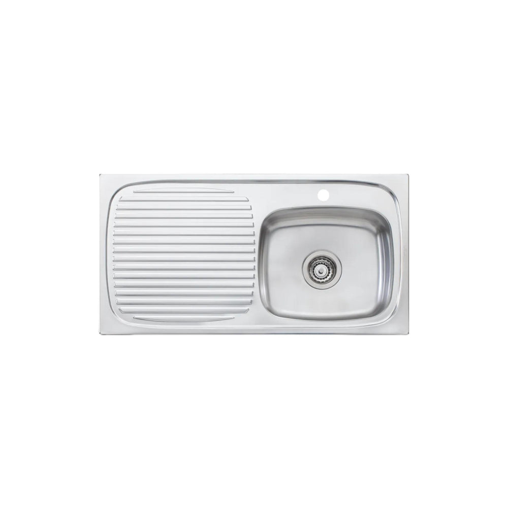 OLIVERI ULTRAFORM SINGLE BOWL TOPMOUNT ALFRESCO AND KITCHEN SINK WITH DRAINER STAINLESS STEEL 890MM