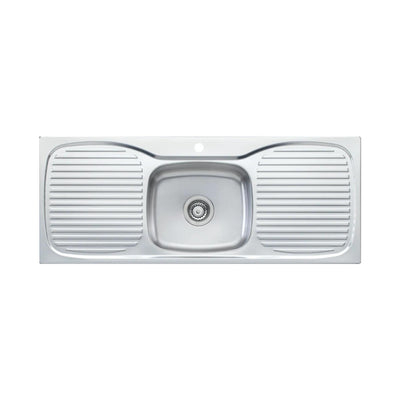 OLIVERI ULTRAFORM SINGLE BOWL TOPMOUNT KITCHEN SINK WITH DOUBLE DRAINER STAINLESS STEEL 1180MM