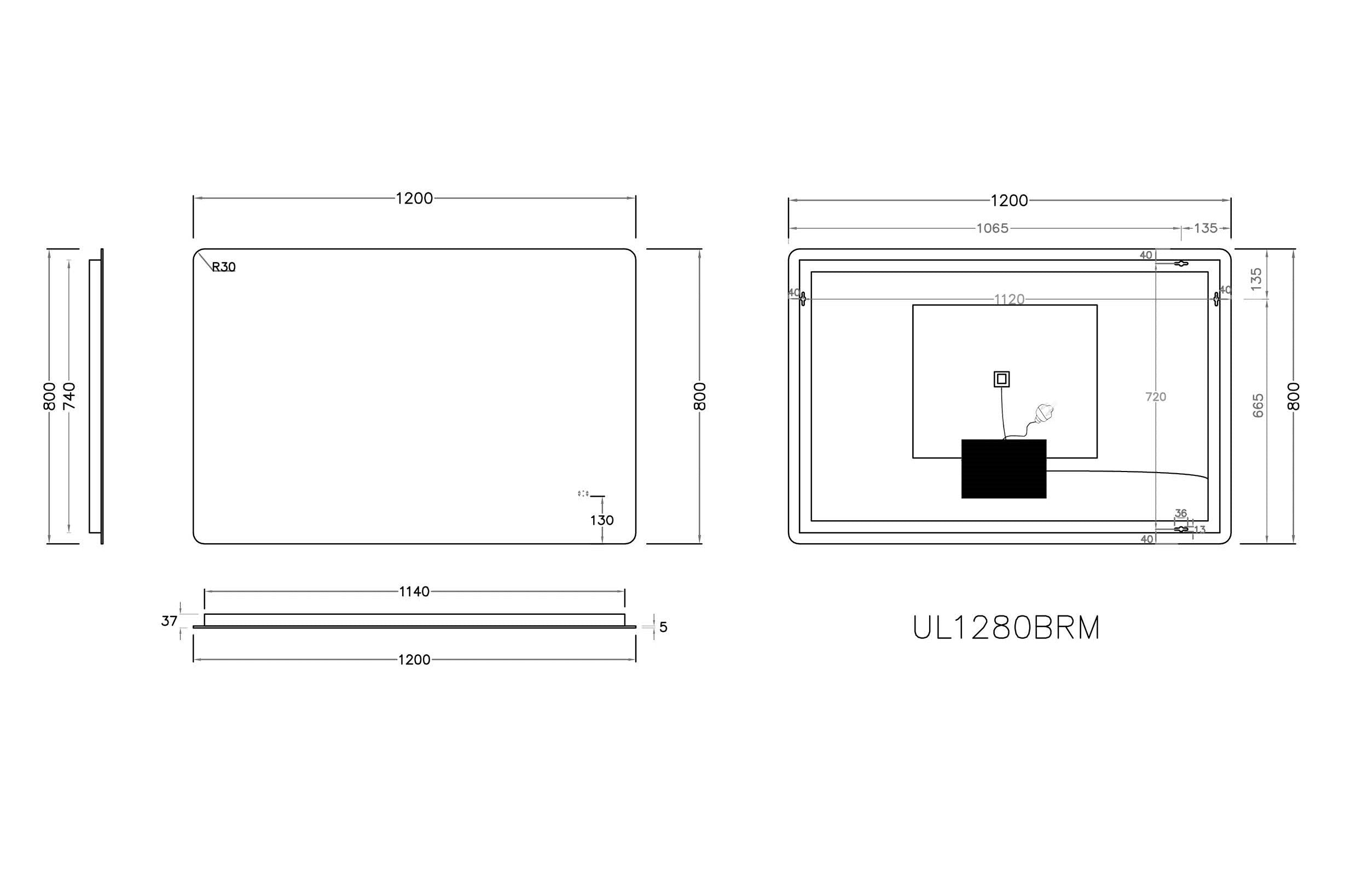 POSEIDON RECTANGLE BACKLIT LED MIRROR 3 COLOUR LIGHTS 1200X800MM