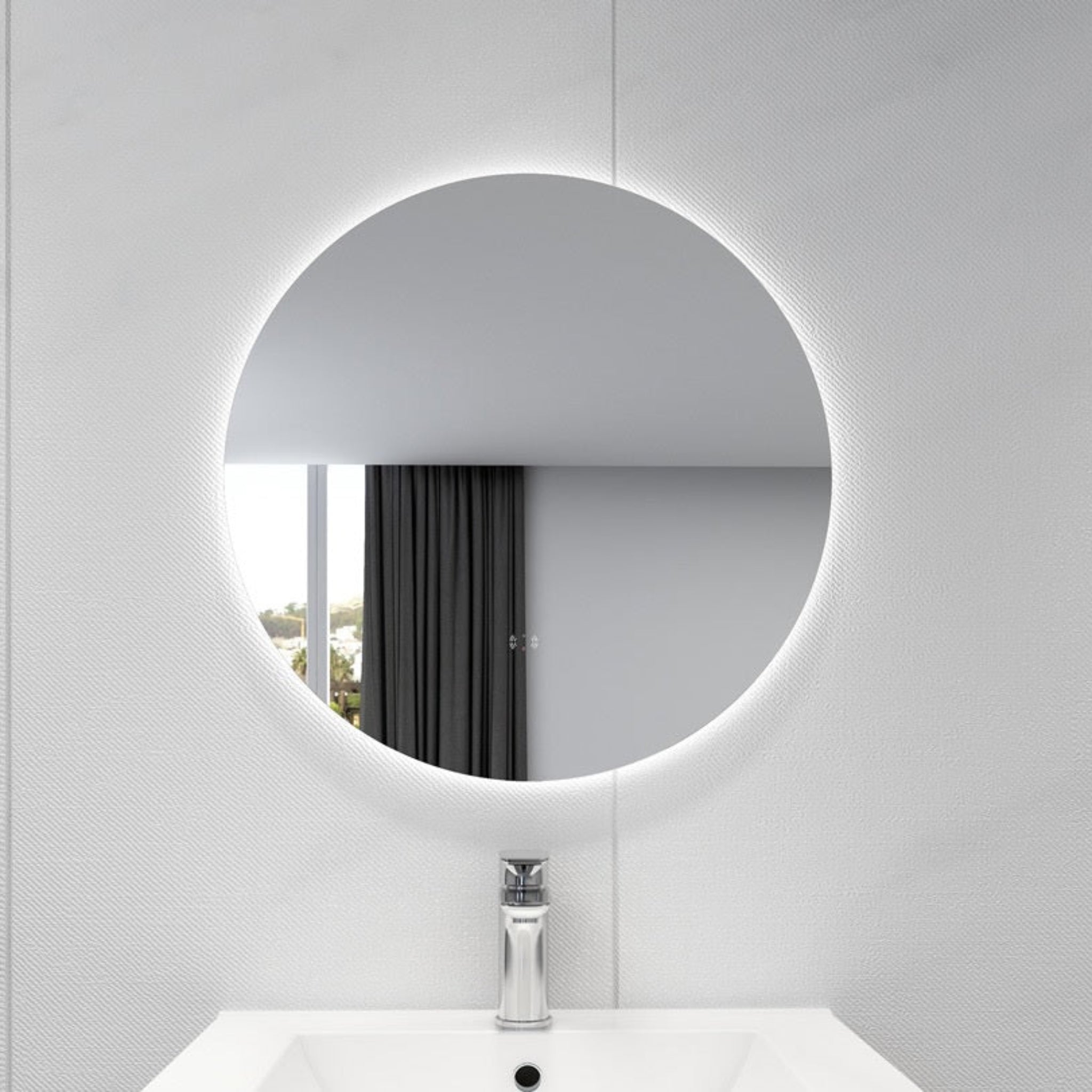 POSEIDON ROUND BACKLIT LED MIRROR 3 COLOUR LIGHTS 800X800MM