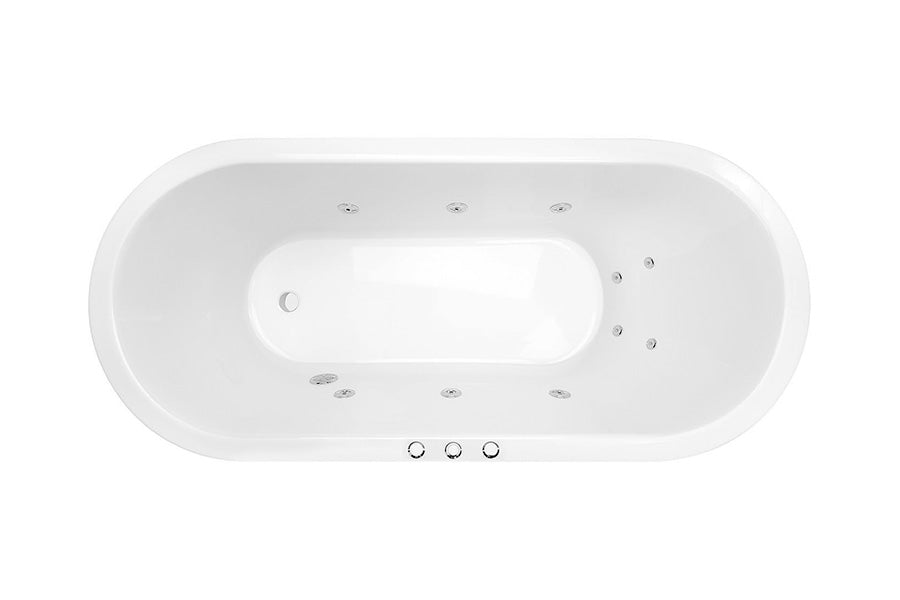 DECINA UNO INSET SANTAI SPA BATH GLOSS WHITE (AVAILABLE IN 1530MM AND 1700MM) WITH 10-JETS