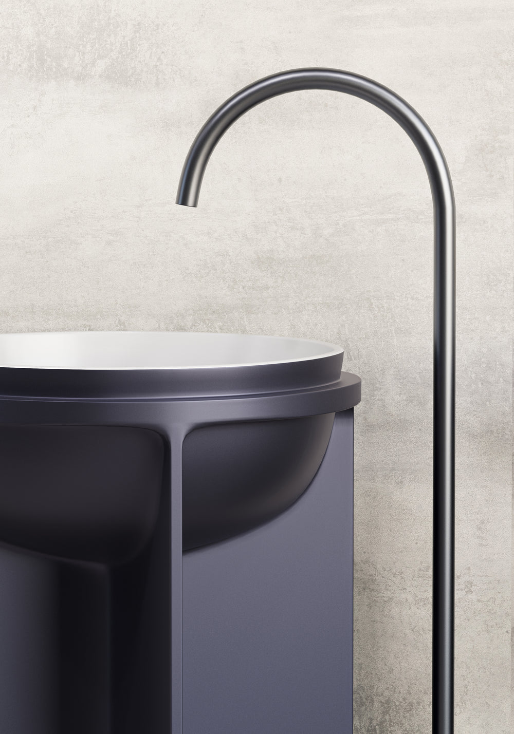 BELBAGNO UNO FREESTANDING PEDESTAL BASIN MATTE WHITE AND COOL GREY 500MM X 800MM