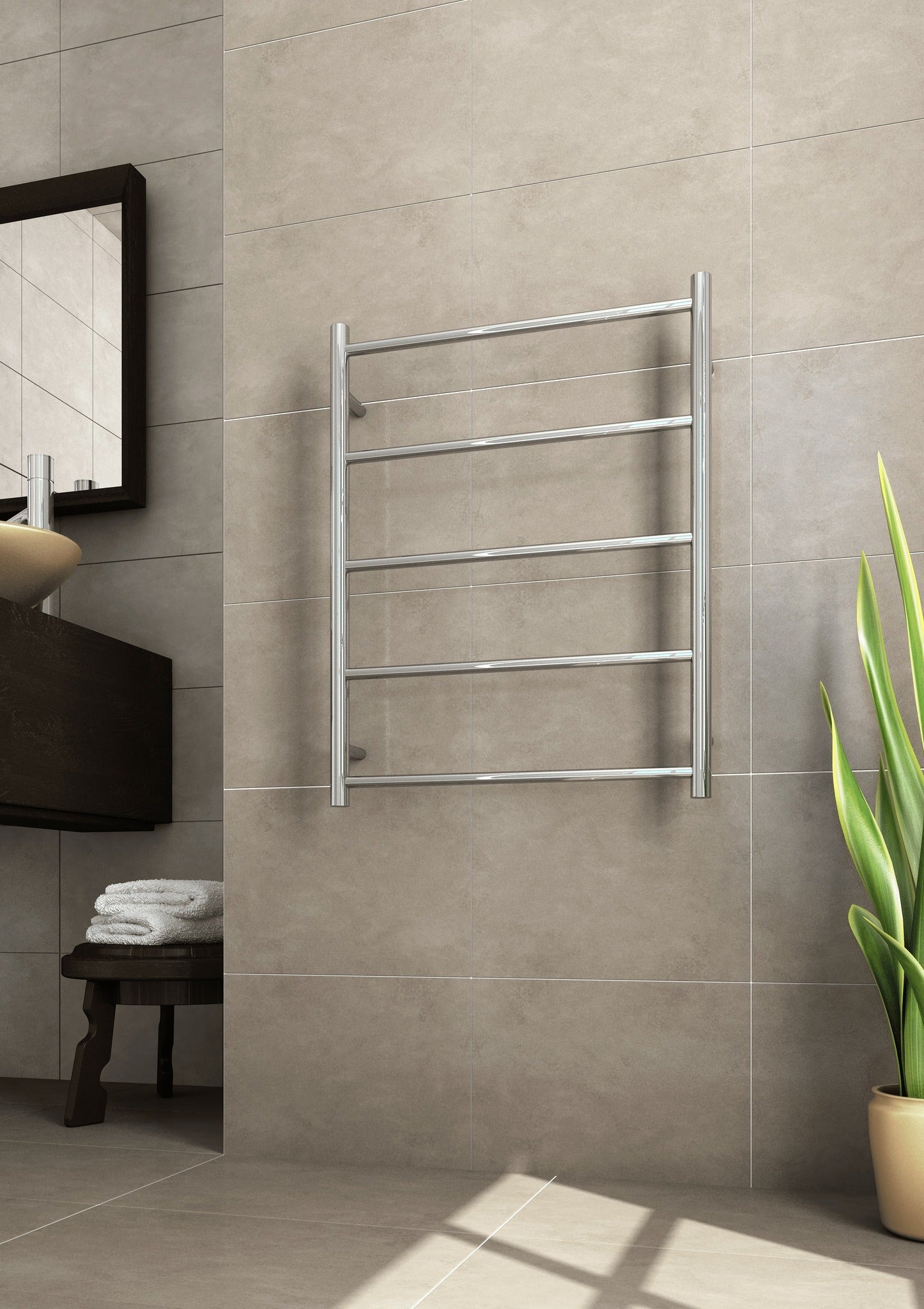 THERMOGROUP STRAIGHT ROUND NON-HEATED LADDER TOWEL RAIL 630MM