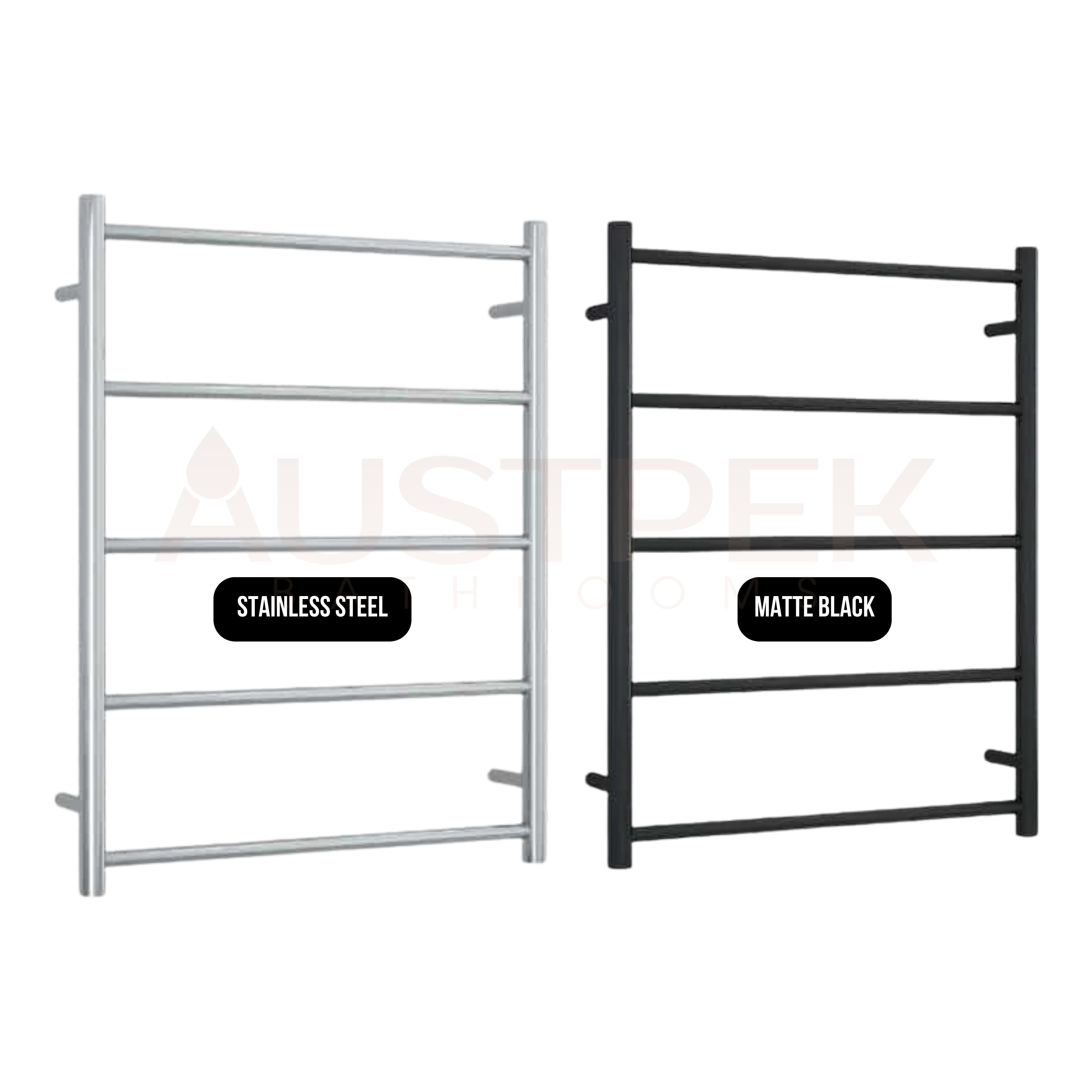 THERMOGROUP STRAIGHT ROUND LADDER TOWEL RAIL MATTE BLACK 630MM